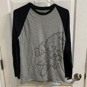 Sonic the Hedgehog Sega Grey Black Long Sleeve Tee Shirt Adult Size Medium Gift